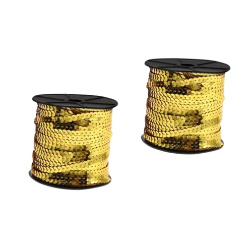 4 Rollen goldene flache Paillettenstreifen Pailletten Dekoration Fransen Goldbesatz Paillettenband Zierband Gold Handwerk Trim Paillettenband zum Nähen Gold Pailletten Trim Nähen Pailletten Trim von HCAXKFMMXU