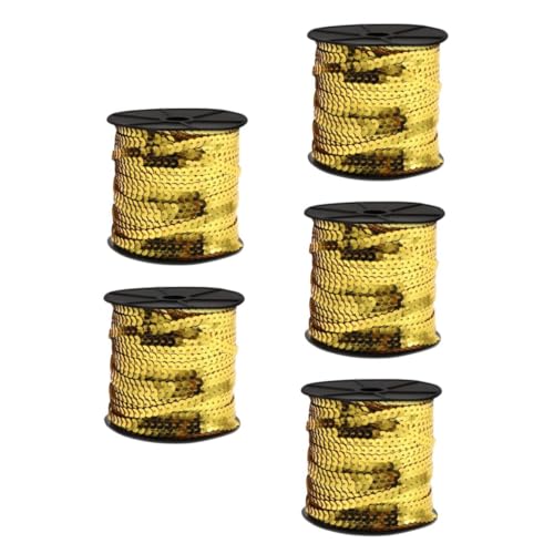 4 Rollen goldene flache Paillettenstreifen Pailletten Dekoration Fransen Goldbesatz Paillettenband Zierband Gold Handwerk Trim Paillettenband zum Nähen Gold Pailletten Trim Nähen Pailletten Trim von HCAXKFMMXU