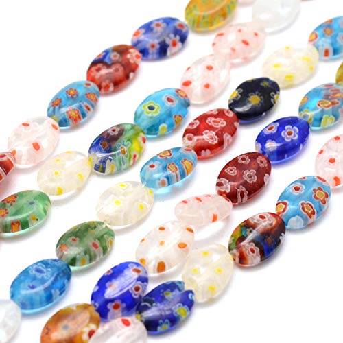 5 Stränge, handgefertigte runde Glasperlen, 6 mm, Lampwork-Glasperlen mit einzelner Blume für DIY-Schmuckherstellung, zufällige gemischte Farben von HCAXKFMMXU