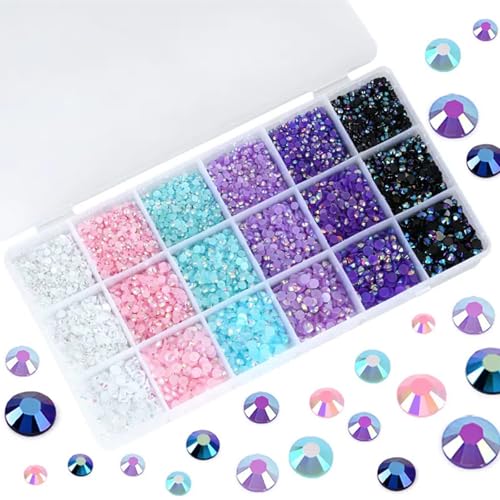 6 Farben 3 mm flache Rückseite Harz Gelee Strasssteine 15000 Stück flache Rückseite Nagelkunst Strasssteine Bling Nagel Kristalle Regenbogen Edelsteine für Tumbler, Kleidung, Schuhe, Make-up, von HCAXKFMMXU