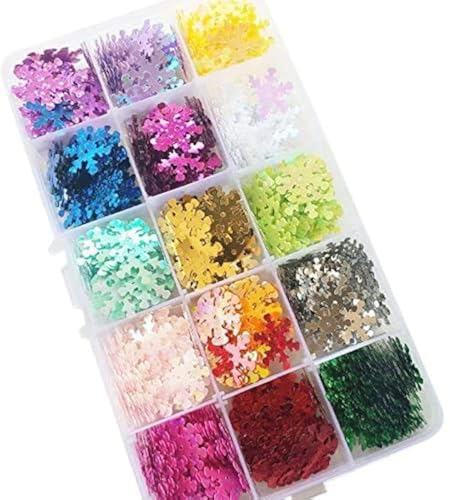 Craft 1 Box 750 Stück 20 mm Regenbogen-Pailletten Schneeflocken für Weihnachtskleidung Schmuck 15 Farben Pailletten von HCAXKFMMXU