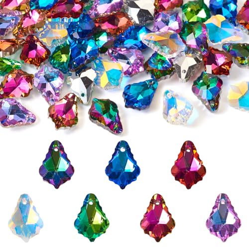 Glas-Cabochons mit spitzer Rückseite, AB-Farbe, tropfenförmig, facettierte Glasperlen, Strass, ohne Loch, für Schmuckherstellung, Bastelarbeiten, 70 Stück von HCAXKFMMXU