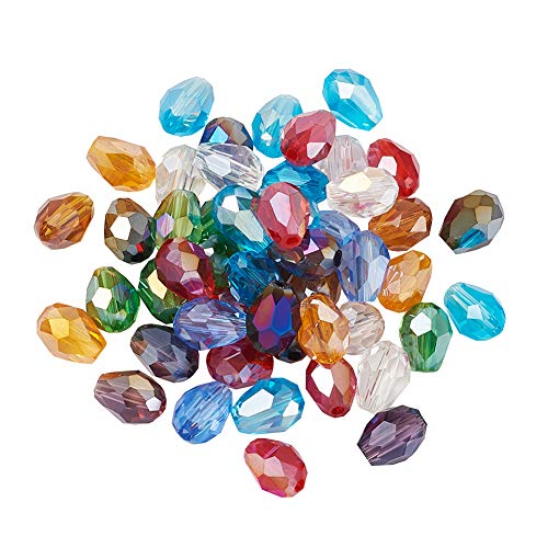 Glas-Cabochons mit spitzer Rückseite, AB-Farbe, tropfenförmig, facettierte Glasperlen, Strass, ohne Loch, für Schmuckherstellung, Bastelarbeiten, 70 Stück von HCAXKFMMXU