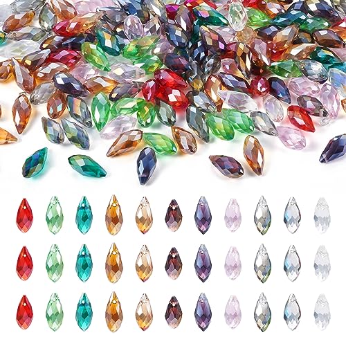 Glas-Cabochons mit spitzer Rückseite, AB-Farbe, tropfenförmig, facettierte Glasperlen, Strass, ohne Loch, für Schmuckherstellung, Bastelarbeiten, 70 Stück von HCAXKFMMXU