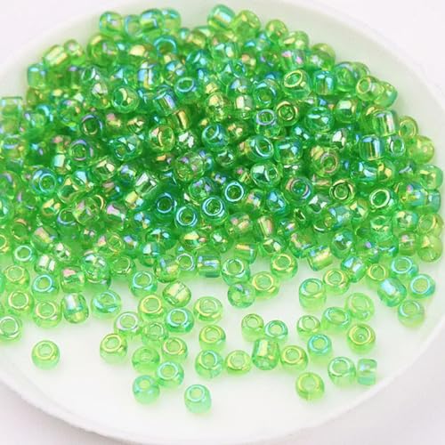 Glasperlen in verschiedenen Größen, 1,5–4 mm, transparent, Streuperlen, DIY-Perlen, Quasten-Zubehör, Peridot AB17–4 mm, 288 Stück von HCAXKFMMXU