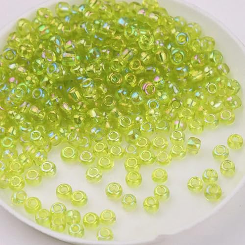 Glasperlen in verschiedenen Größen, 1,5–4 mm, transparent, Streuperlen, DIY-Perlen, Quasten-Zubehör, Peridot AB17–4 mm, 288 Stück von HCAXKFMMXU