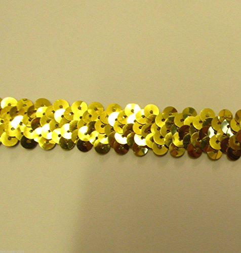 Goldener elastischer Stretch-Paillettenborte, 19 mm breit, Pailletten, Meterware von HCAXKFMMXU