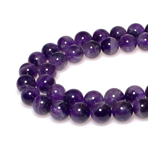 Natürliche runde Steinperlen, 8 mm, Kaffee-gestreifter Achat, lose Edelsteinperlen für Schmuckherstellung, Armband, Halskette, 43 Stück [zweifarbiger Amethyst, 12 mm] von HCAXKFMMXU