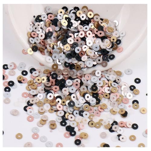 Pailletten zum Basteln 4mm 2000 Stück Glitzer Lose Pailletten Bulk zum Nähen Runde Pailletten mit Loch für DIY Schmuck Nähen Urlaub Kleid Dekoration Nail Art von HCAXKFMMXU