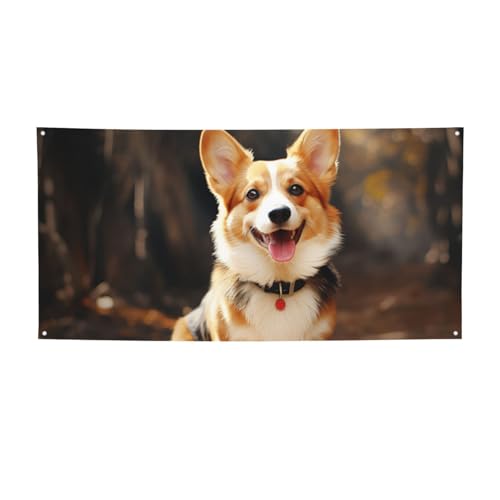 Große Banner und Schilder, Corgi-Hundeflaggen, personalisierbar, Party-Banner, Wandbehang, Hintergrund mit Seil zum Aufhängen, für Innenwand, Außenbereich, Büro, klein von HCBPWVQA