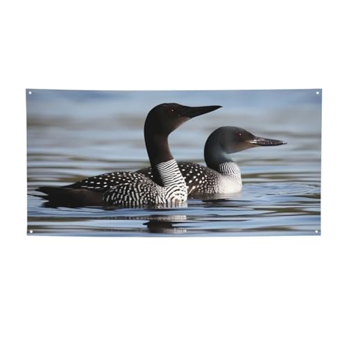 Große Banner und Schilder, Motiv: Loon Birds Flaggen, personalisierbar, Party-Banner, Wandbehang, Hintergrund mit Seil zum Aufhängen, für Innen- und Außenbereich, Büro, Größe M von HCBPWVQA