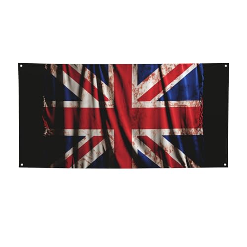 Große Banner und Schilder, britische Flagge auf schwarzem Hintergrund, personalisierbar, Party-Banner, Wandbehang, Hintergrund mit Seil zum Aufhängen, für Innen- und Außenbereich, Büro, Größe M von HCBPWVQA