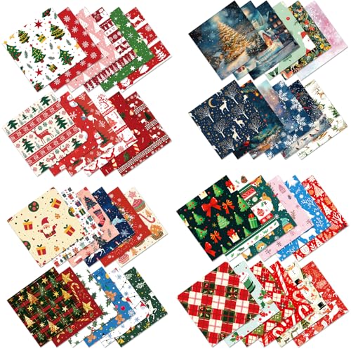 48 Blatt Scrapbook Papier Weihnachten Dekorpapier 15x15cm/6inch Motivpapier Cardstock für Weihnachten Grußkarte Album Scrapbooking Handwerk Deko von HCHES