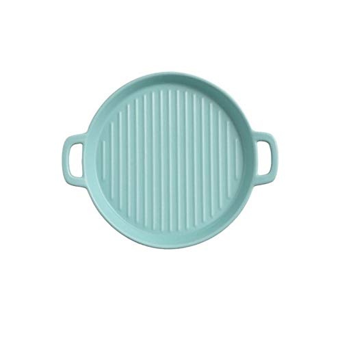 HCHGJKN Speiseteller Binaural Backgericht Runder Keramik Dinner Platten Backen Kuchen Pfannen Käse Backen Teller Fach Mikrowelle Ofenplatte(1) von HCHGJKN