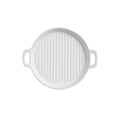 HCHGJKN Speiseteller Binaural Backgericht Runder Keramik Dinner Platten Backen Kuchen Pfannen Käse Backen Teller Fach Mikrowelle Ofenplatte(4) von HCHGJKN