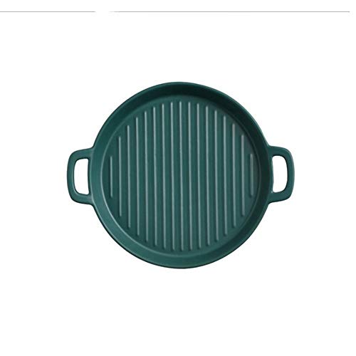 HCHGJKN Speiseteller Binaural Backgericht Runder Keramik Dinner Platten Backen Kuchen Pfannen Käse Backen Teller Fach Mikrowelle Ofenplatte(6) von HCHGJKN