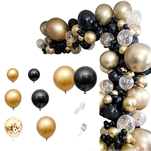 HCLZOE 121 StüCke Gold Schwarz Ballons Bogen Girlande Satz Gold Pailletten Ballons für Hochzeit Graduierung Geburtstag Weihnachts Feier Dekoration von HCLZOE