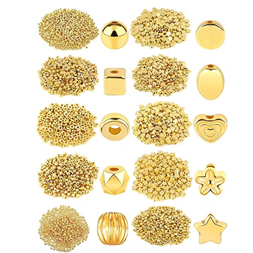 HCLZOE 1500 StüCk 10 Stile Gold Spacer Beads Sortierte Schmuckherstellung Lose Perlen für DIY Armband Halskette Ohrring von HCLZOE