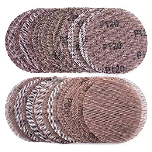 HCLZOE 30 StüCke Gittergewebe Schleifen Scheiben 125Mm 80-600 KöRnung Klett Schleifen Papier Trocken Schleifen Scheiben für Sander Pads von HCLZOE