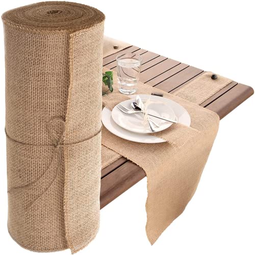 HCTX Jute Tischläufer 30X200 cm Polsterstoff natürliche Jute, Sackleinen, Sackleinen, Basteln, Hochzeit, Party, Tischläufer, rustikale Tischdekoration (1 Rolle) von HCTX