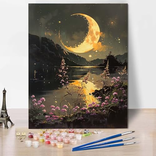 Paint by Numbers Mond Malen Nach Zahlen Landschaft Malen Nach Zahlen Anfänger DIY Handgemalt Ölgemälde Leinwand Kits mit 3 Pinseln und Acrylfarbe für Wanddeko, Geschenk für Frauen 20 x 30 cm -CW25045A Paint by Numbers Mond Malen Nach Zahlen Landschaft Malen Nach Zahlen Anfänger DIY Handgemalt Ölgemälde Leinwand Kits mit 3 Pinseln und Acrylfarbe für Wanddeko, Geschenk für Frauen 20 x 30 cm -CW25045A von HCWBDWOU