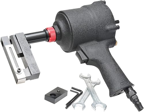 HDCCDM Pneumatic Punch Gun, 3.2-8MM Professional Punch Nailer, Air Puncher, Clamp Head 360° Rotation, Adjustable Margins, Metal Iron Plate Round Hole Punching Machine Stainless Steel von HDCCDM