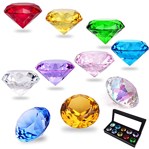 HDCRYSTALGIFTS 40 mm Kristalldiamant-Schmucksteine, Briefbeschwerer, künstliche Diamanten, Tischdekoration, Partygeschenk, Glas, Briefbeschwerer, 10 Stück (mehrfarbig) von HDCRYSTALGIFTS