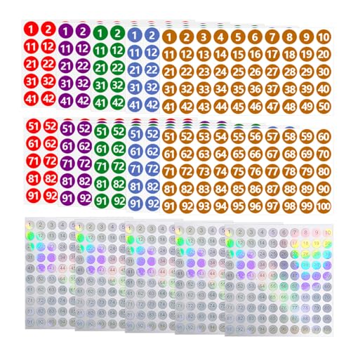 1000 Zahlenaufkleber, Wasserfeste Aufkleber, Etikettenaufkleber, Runde Aufkleber, Nummerierungsaufkleber, Artikelmarkierungsaufkleber von HDGSAFD
