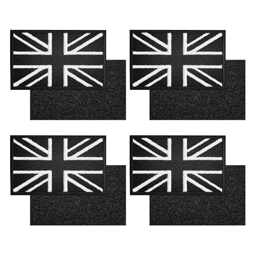 4 Stück schwarze britische Flicken, Flaggen-Stoffflicken, Jeans-Flicken, Knieflicken, Armband-Rucksack-Flicken, dekorative Flicken, Jeans-Reparatur, geeignet für Kinder und Erwachsene von HDGSAFD