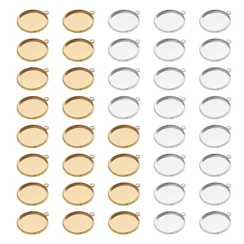 HDGSAFD 40 Stück runde Mini-Tablett-Anhänger, runde Anhänger-Lünette, runde Rahmen-Anhänger-Tablett, Kettenanhänger, Schmuckzubehör von HDGSAFD