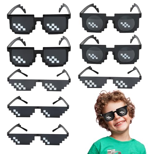 Pixel Brille, 8 Stück Pixel Mosaik Brille Partybrille Coole Sonnenbrille Party Lustige Brillen Pixel Thug Life Brille MLG Brille Minecraft Pixel Brille für Party Gadgets, Foto Requisiten,Männer,Frauen von HDHGXUJRD