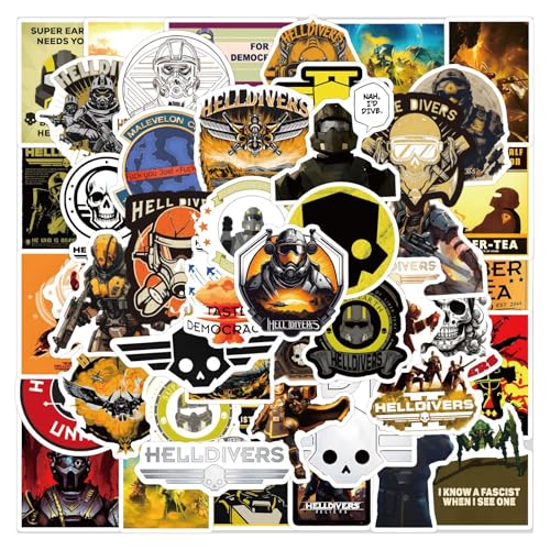 55 Stück/Packung Helldivers Anime-Aufkleber, wasserfester Vinyl-Aufkleber, süße Aufkleber, Graffiti-Aufkleber für Skateboard, Auto, Laptop, Wasserflaschen, Wände, Gepäck, Bücher von HDIJDY