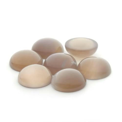 10 Stück/Los 4–12 mm runde Naturstein-Cabochons-Perlen für DIY-Ringe, Ohrringe, Armbänder, Halsketten, Schmuckzubehör, Grauer Achat, 6 mm von HDJSDB