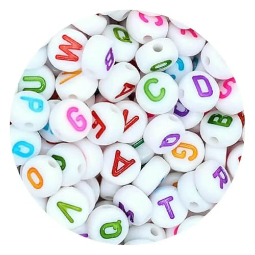 100/200/300/500 Stück Acryl-Buchstabenperlen in gemischten Farben, Alphabet-Abstandsperlen zur Schmuckherstellung, handgefertigte DIY-Armbänder und Halsketten, 4 x 7 mm, gemischt_|-100 Stück von HDJSDB