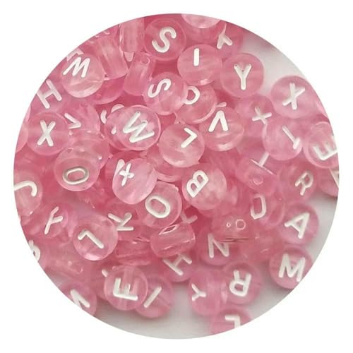 100/200/300/500 Stück gemischte mehrfarbige Buchstabenperlen aus Acryl, rund, flach, lose Abstandsperlen zur Schmuckherstellung, DIY-Armband, handgefertigt, 7 x 4,0 mm, gemischt_f-200 Stück von HDJSDB