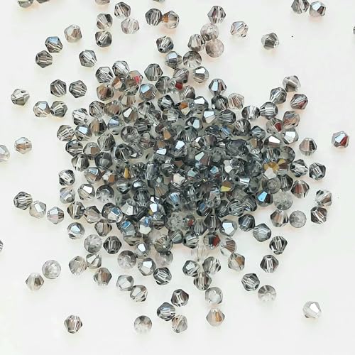 100 Stück 4,0 mm glänzende facettierte österreichische Kristallperlen, Doppelkegelperlen, lose Abstandsperlen für die Schmuckherstellung, DIY-Armband, Halskette, Anhänger-1 von HDJSDB