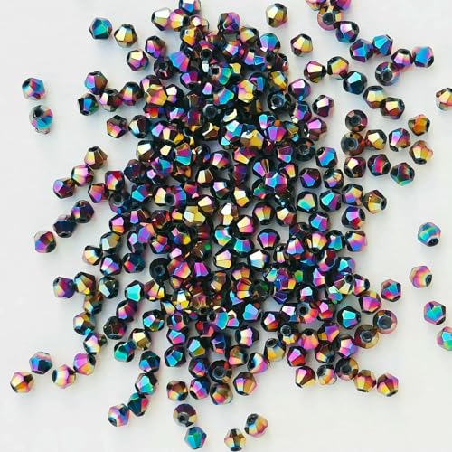 100 Stück 4,0 mm glänzende facettierte österreichische Kristallperlen, Doppelkegelperlen, lose Abstandsperlen zur Schmuckherstellung, DIY-Armband, Halskette, Anhänger-12 von HDJSDB