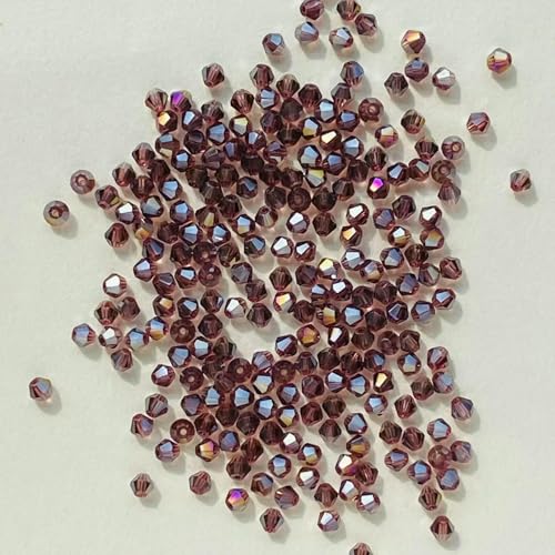 100 Stück 4,0 mm glänzende facettierte österreichische Kristallperlen, Doppelkegelperlen, lose Abstandsperlen zur Schmuckherstellung, DIY-Armband, Halskette, Anhänger-23 von HDJSDB