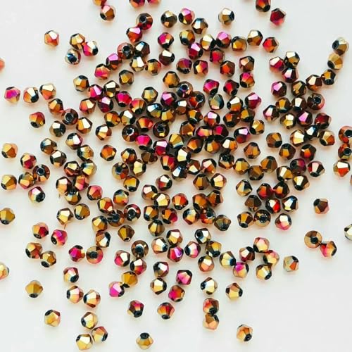 100 Stück 4,0 mm glänzende facettierte österreichische Kristallperlen, Doppelkegelperlen, lose Abstandsperlen zur Schmuckherstellung, DIY-Armband, Halskette, Anhänger-7 von HDJSDB