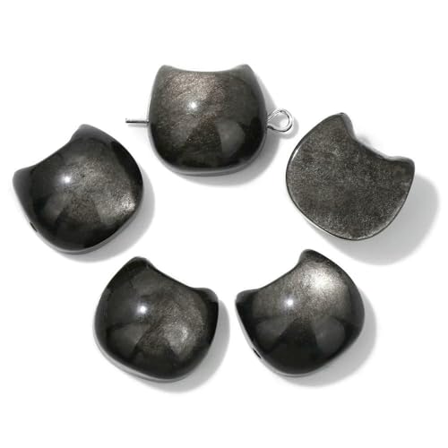 14 x 16 mm Naturstein, Katzenform, geschnitzte Perlen, mehrfarbige Edelsteinquarzperlen zur Schmuckherstellung, DIY-Armband, Halskettenzubehör, Obsidian, 5 Stück 14 x 16 mm Naturstein, Katzenform, geschnitzte Perlen, mehrfarbige Edelsteinquarzperlen zur Schmuckherstellung, DIY-Armband, Halskettenzubehör, Obsidian, 5 Stück von HDJSDB