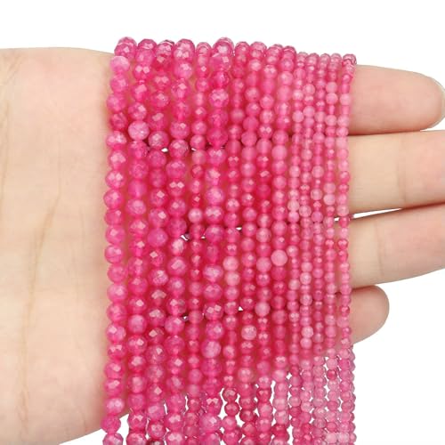 2 3 4,0 mm facettierte runde Perlen, Achate, Rosenquarze, Amazonite, natürliche Edelsteine, winzige kleine Rocailles-Perlen zur Schmuckherstellung, DIY-Zubehör, Fuchsia-Jade, 4,0 mm, ca. 91 Stück 2 3 4,0 mm facettierte runde Perlen, Achate, Rosenquarze, Amazonite, natürliche Edelsteine, winzige kleine Rocailles-Perlen zur Schmuckherstellung, DIY-Zubehör, Fuchsia-Jade, 4,0 mm, ca. 91 Stück von HDJSDB