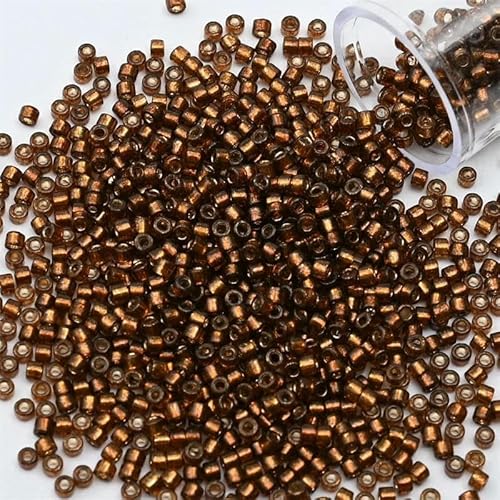 2 mm silberfarbene Innenseite Rocailles-Perlen, Glasperlen zum Basteln von Armbändern, Halsketten, Ringen, Rocailles-Perlen für DIY-Kunsthandwerk-PZ907-2 mm, 1200 Stück, Flasche von HDJSDB