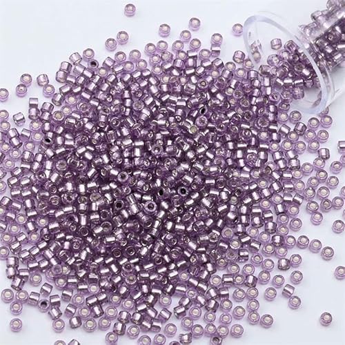 2 mm silberfarbene Innenseite Rocailles-Perlen, Glasperlen zum Basteln von Armbändern, Halsketten, Ringen, Rocailles-Perlen für DIY-Kunsthandwerk-PZ913-2 mm, 1200 Stück, Flasche von HDJSDB