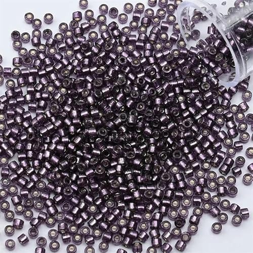 2 mm silberfarbene Innenseite Rocailles-Perlen, Glasperlen zum Basteln von Armbändern, Halsketten, Ringen, Rocailles-Perlen für DIY-Kunsthandwerk-PZ917-2 mm 1200 Stück-Flasche von HDJSDB