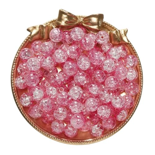 20/50 Stück 10 mm Glasperlen mit Blumenmuster, runde lose Perlen für Halsketten, Armbänder, Ohrringe, DIY-Schmuckherstellung, Zubehör, Zubehör-Rosa-10 mm x 50 Stück von HDJSDB