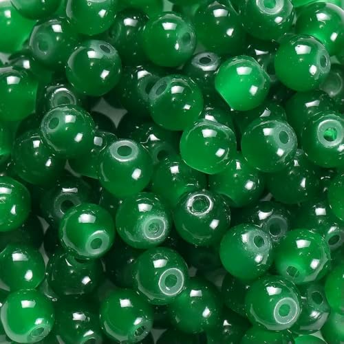 30/50 Stück 6 mm runde Glasperlen, bunte Abstandshalter, lose Perlen für Halsketten, Armbänder, DIY-Schmuckherstellung, Zubehör, Zubehör, Jadegrün, 50 Stück von HDJSDB