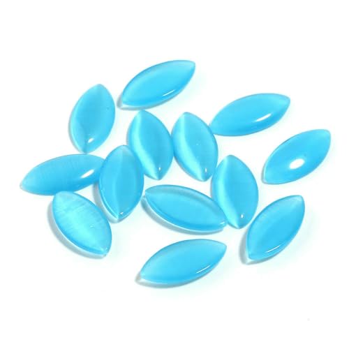 30 Stück Naturstein-Katzenaugen-Cabochon in Marquise-Form, lose Perlen, Cabochon für die Schmuckherstellung, DIY-Halsketten, Armband-Zubehör, blau, 10 mm 30 Stück Naturstein-Katzenaugen-Cabochon in Marquise-Form, lose Perlen, Cabochon für die Schmuckherstellung, DIY-Halsketten, Armband-Zubehör, blau, 10 mm von HDJSDB