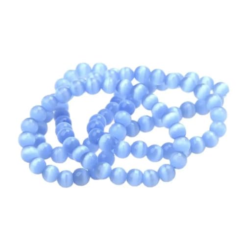 4/6/8/10/12MM Neue 5AAA+ Opal Natürliche Katzenaugenperlen blaue Farbe zur Schmuckherstellung für die Schmuckherstellung von Armbändern und Halsketten-MYS-007-6mm 65Stk von HDJSDB