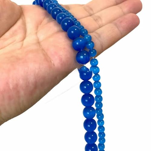 4 6 8 10 12 MM AAA Bunte Katzenaugen-Glasperlen Lose runde Abstandsperlen zur Schmuckherstellung DIY Armband Ohrringe Zubehör-Blau-4,0 mm ca. 91 Stück von HDJSDB