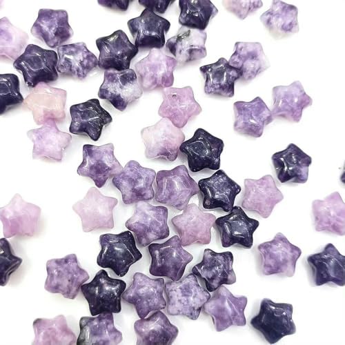 5 Stück/Los 10 mm natürlicher Amethyst, Aventurin, Tigerauge, Sternform, DIY-Abstandshalter, lose Perlen zur Schmuckherstellung, Armbandzubehör-Lepidolit-5 Stück, 10 mm von HDJSDB